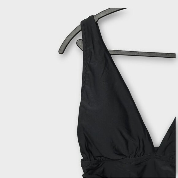 J. CREW FACTORY V-neck ruched one-piece swimsuit Black NWT - Picture 5 of 7